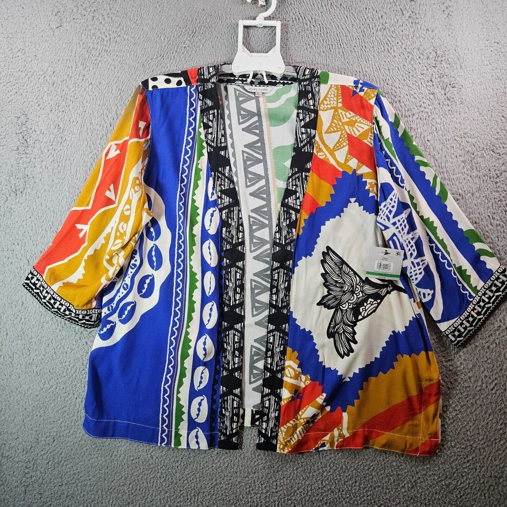 NWT $119 John‎ Mark Lightweight Open Front Cardigan Large Petite Multicolor